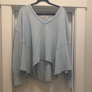 We The Free Sky Blue Textured Knit Top